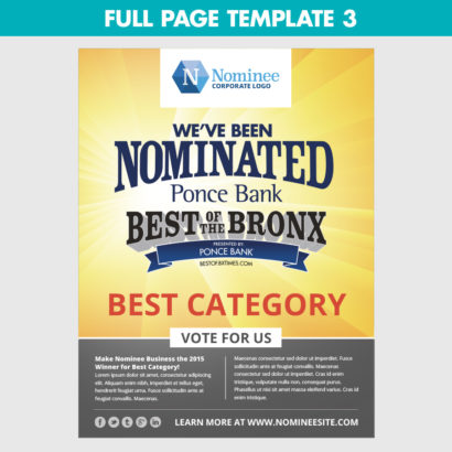 we've been nominated full page template 3